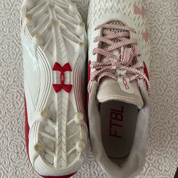 UNDER ARMOUR UA BLUR LUX Lacrosse / Football Cleats Flex White Red NEW Mens 9 - Picture 4 of 5